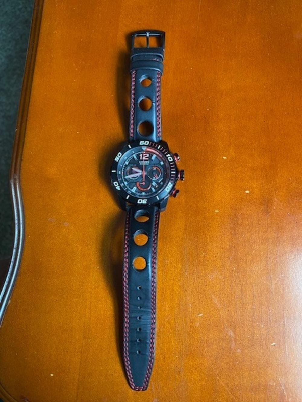 Citizen Eco-Drive Men’s Black and Red Sport Chronograph Watch. Caliber GN-4-S - Picture 2 of 3